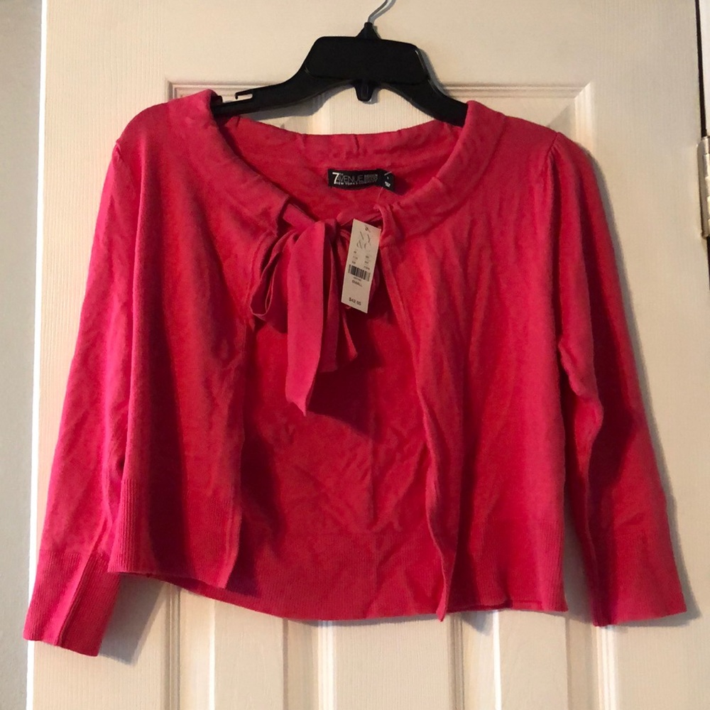 Small hot pink crop cardigan w/ tie detail NWT